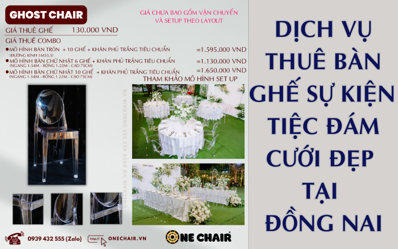Hình 16: Báo giá cho thuê bàn ghế trong suốt tiệc đám cưới Đồng Nai | Ghost Chair