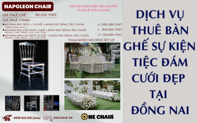 Hình 17: Báo giá cho thuê bàn ghế trong suốt tiệc đám cưới Đồng Nai | Napoleon Chair