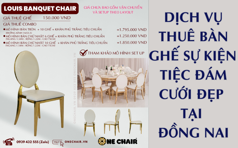 Hình 20: Báo giá cho thuê bàn ghế tiệc đám cưới mạ vàng Đồng Nai | Louis Banquet