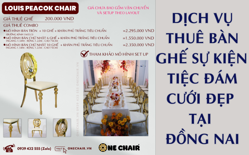 Hình 22: Báo giá cho thuê bàn ghế tiệc đám cưới mạ vàng Đồng Nai | Louis Peacock