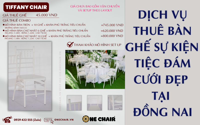 Hình 23: Báo giá cho thuê bàn ghế Tiffany tiệc đám cưới Đồng Nai | Màu Trắng