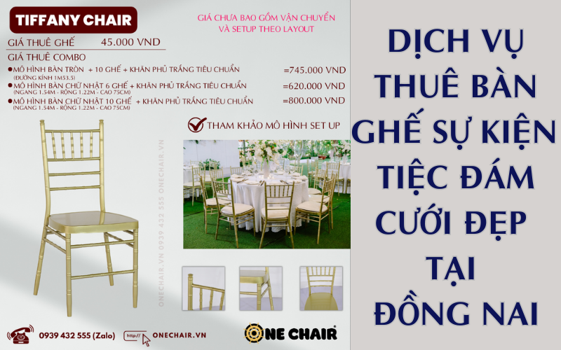 Hình 24: Báo giá cho thuê bàn ghế Tiffany tiệc đám cưới Đồng Nai | Màu champagne