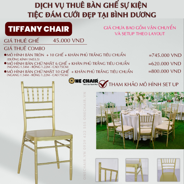 Hình 26: Báo giá cho thuê bàn ghế sự kiện tiệc đám cưới tiffany màu champagne
