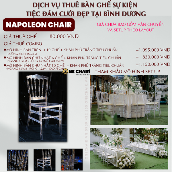 Hình 28: Báo giá cho thuê bàn ghế trong suốt sự kiện tiệc đám cưới | Napoleon