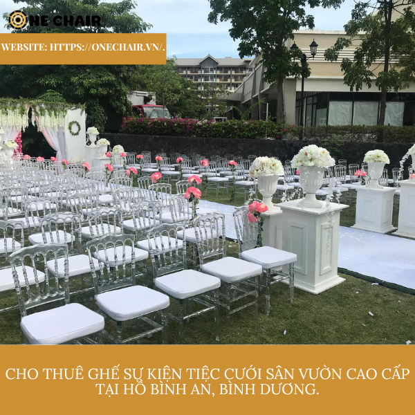 Hình 4: Cho thuê ghế napoleon sự kiện tiệc cưới sân vườn cao cấp tại hồ Bình An, Bình Dương.