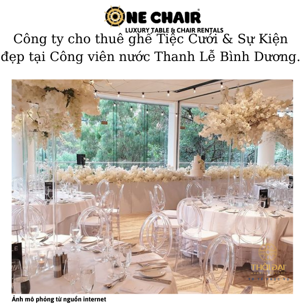 Hình 4: ONE CHAIR cho thuê ghế tiệc cưới phoenix pha lê trong suốt đẹp tại công viên nước Thanh Lễ.