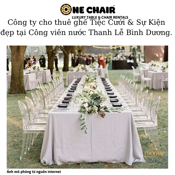 Hình 5: ONE CHAIR cho thuê ghế tiệc cưới ghost pha lê trong suốt đẹp tại công viên nước Thanh Lễ.