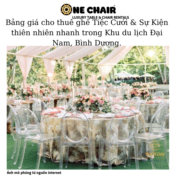 Hình 8: cho thuê ghế sự kiện tiệc cưới ghost pha lê cao cấp trong khu du lịch Đại Nam, Bình Dương tại ONE CHAIR.