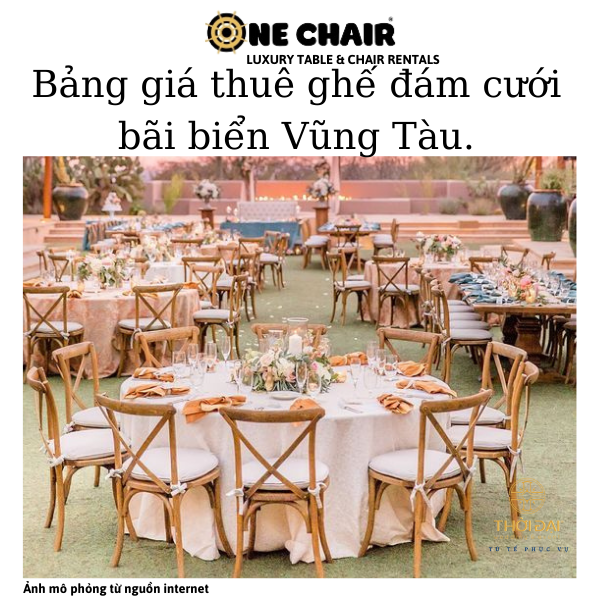 Hình 6: ONE CHIAR chuyên cho thuê ghế đám cưới crossback cao cấp tại bãi biển Vũng Tàu.