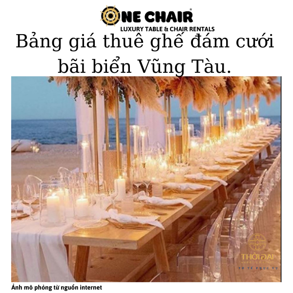 Hình 7: ONE CHIAR chuyên cho thuê ghế đám cưới ghost pha lê trong suốt tại bãi biển Vũng Tàu.