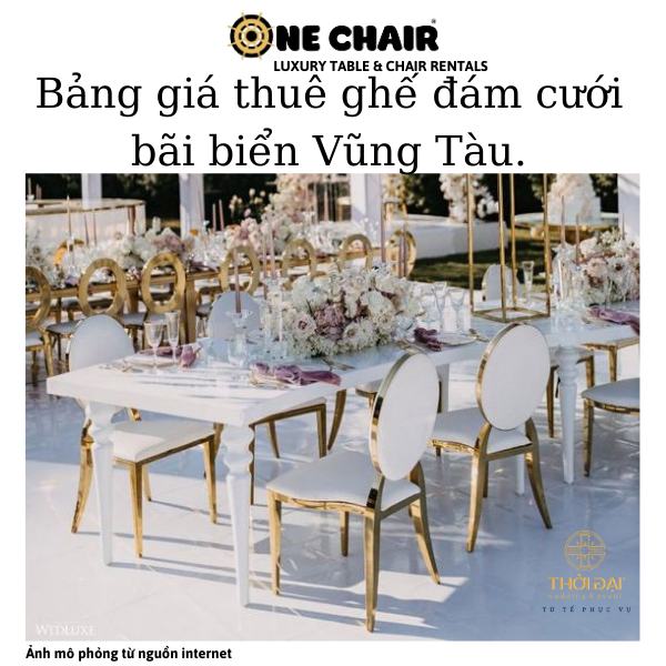 Hình 4: ONE CHIAR chuyên cho thuê ghế đám cưới louis mạ vàng cao cấp tại bãi biển Vũng Tàu.