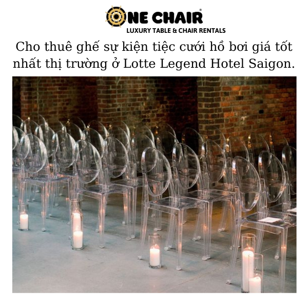 Hình 5: Cho thuê ghế sự kiện tiệc cưới hồ bơi ở Lotte Legend Hotel Saigon.