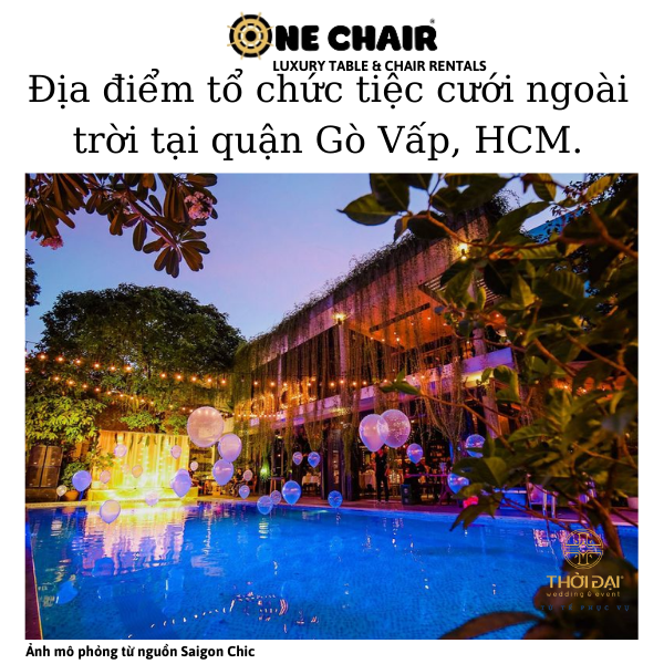 Hình 4: Cho thuê ghế sự kiện tiệc cưới hồ bơi tại Saigon Chic, Quận Gò Vấp, HCM.