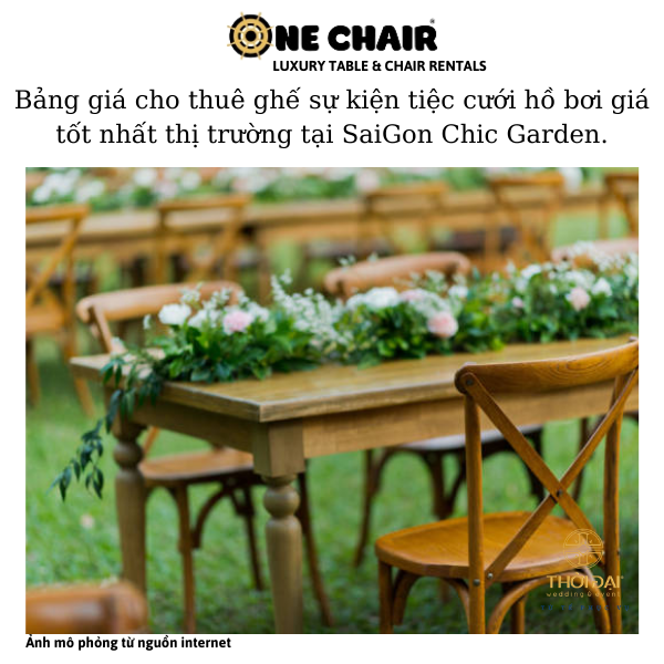 Hình 7: Cho thuê ghế sự kiện tiệc cưới hồ bơi crossback tại SaiGon Chic.