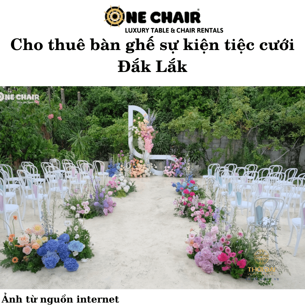 Hình 15: Cho thuê bàn ghế nhựa trắng đẹp sự kiện tiệc cưới Đắk Lắk.