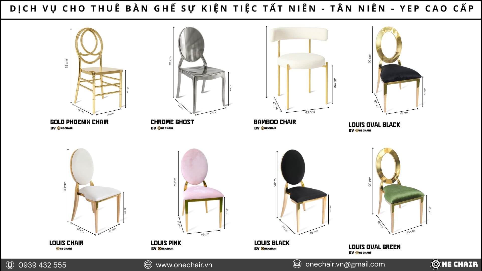 Hình 9: Bộ sưu tập ghế mạ vàng – bạc One Chair cho gala dinner và tiệc cuối năm