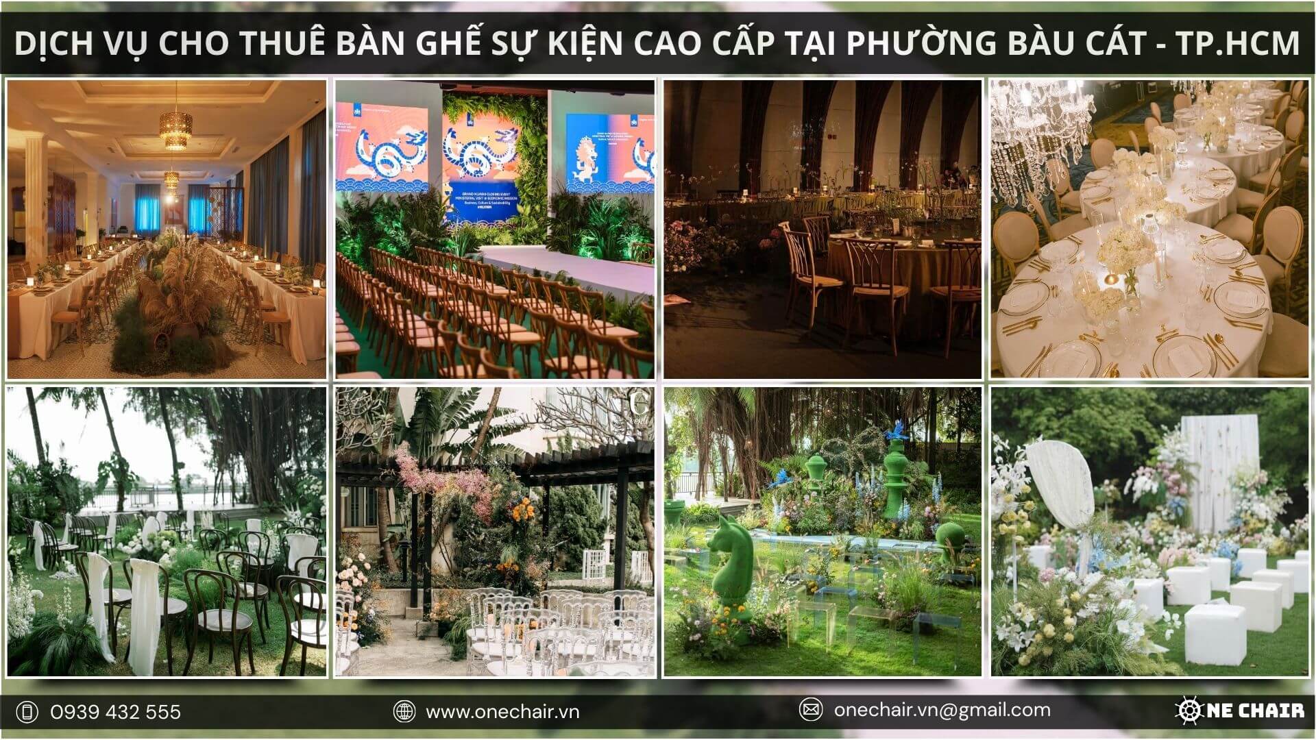 Hình 2: Không gian sự kiện chuyên nghiệp dành cho Bàu Cát, quận Tân Bình, Thành phố Hồ Chí Minh, với các thiết kế bàn ghế sự kiện tinh tế.