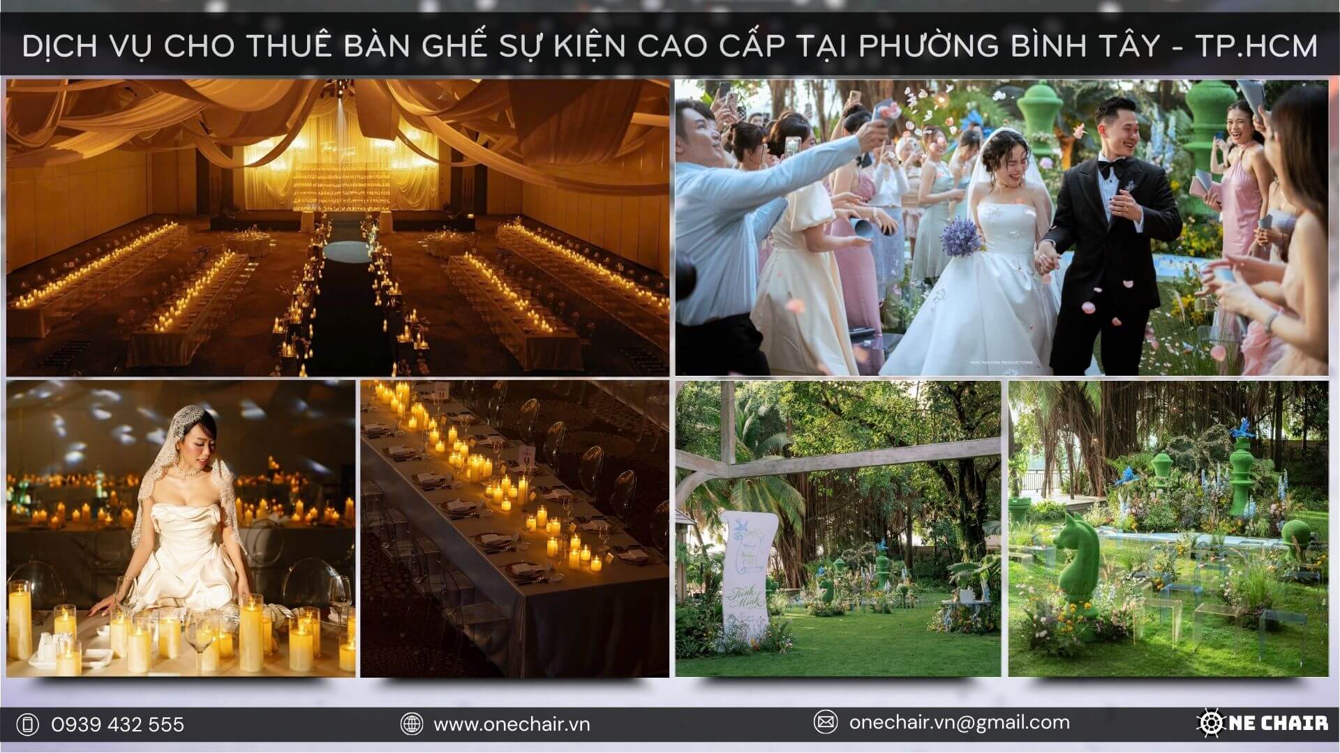 Bàn ghế sự kiện với đa dạng màu sắc tạo nên không gian độc đáo