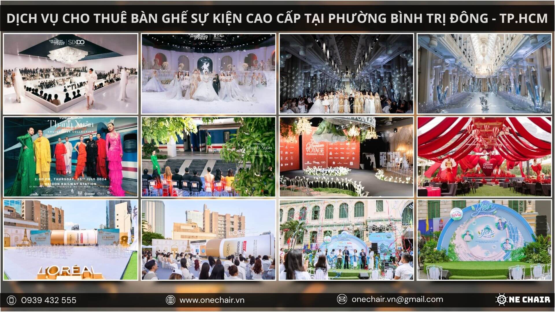 Hình 3: One Chair cung cấp giải pháp nội thất toàn diện, nâng tầm sự kiện tại các quận, huyện của Thành phố Hồ Chí Minh.