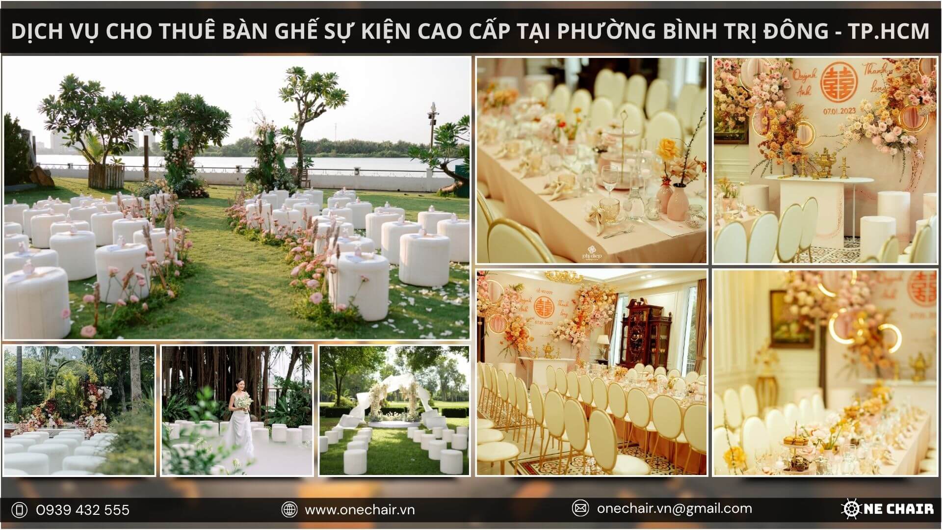 Hình 4: Sản phẩm bàn ghế sự kiện đa dạng phong cách, từ cổ điển đến hiện đại, tại Thành phố Hồ Chí Minh.