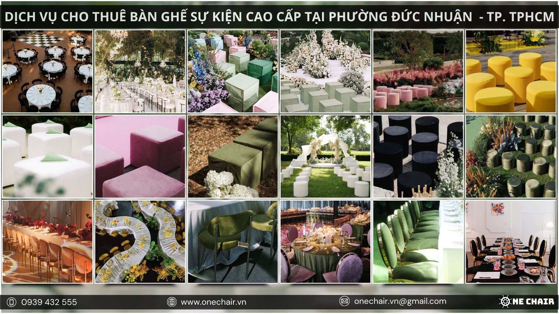Hình 11: Dịch vụ tùy chỉnh thiết kế bàn ghế sự kiện theo yêu cầu tại quận Phú Nhuận.