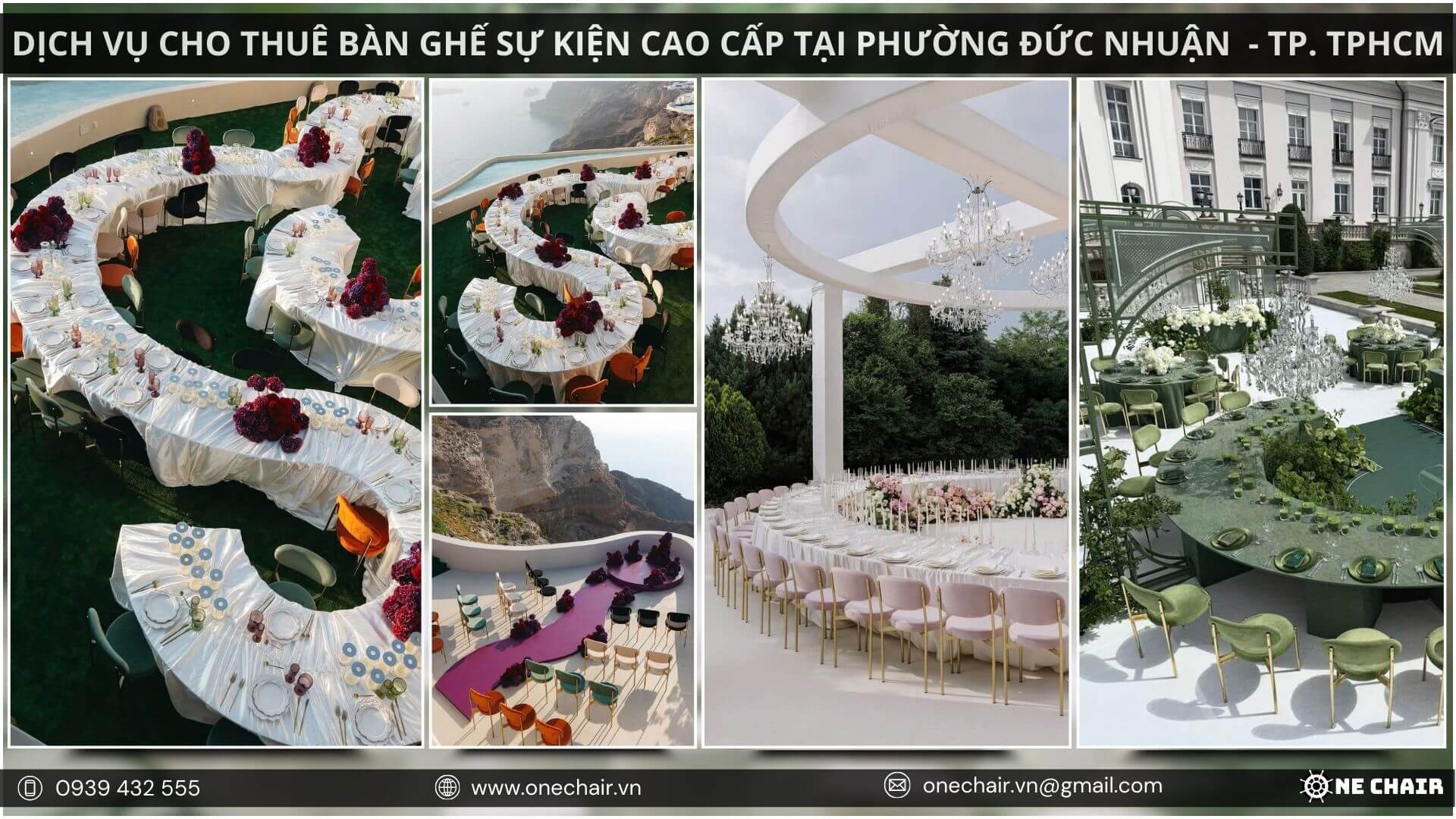 Hình 14: Các sản phẩm bàn ghế nhập khẩu, chất lượng cao của One Chair cho sự kiện tại quận Phú Nhuận, Thành phố Hồ Chí Minh.