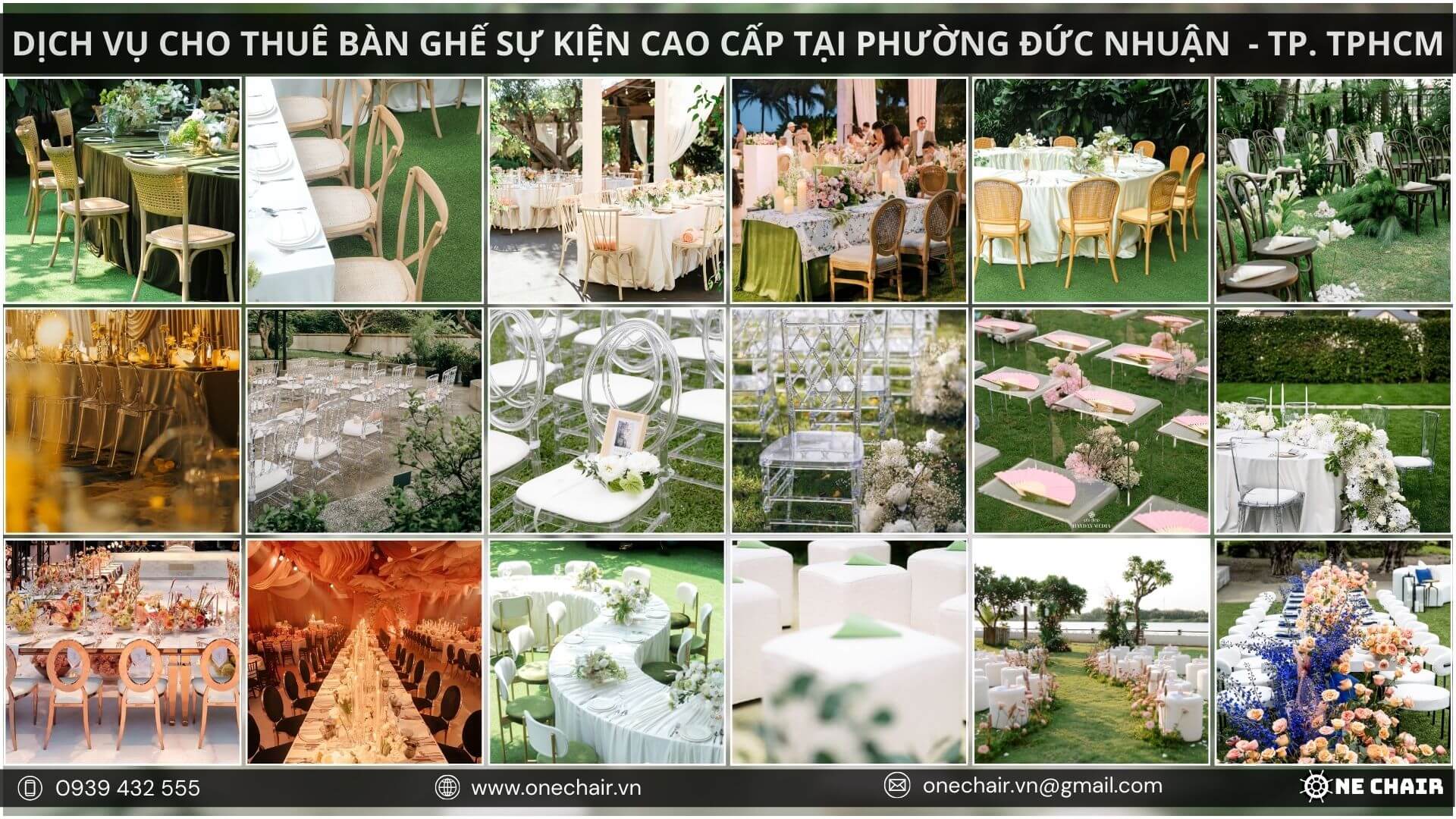 Hình 15: Bàn ghế chất lượng cao, bền bỉ của One Chair cho sự kiện tại quận Phú Nhuận.