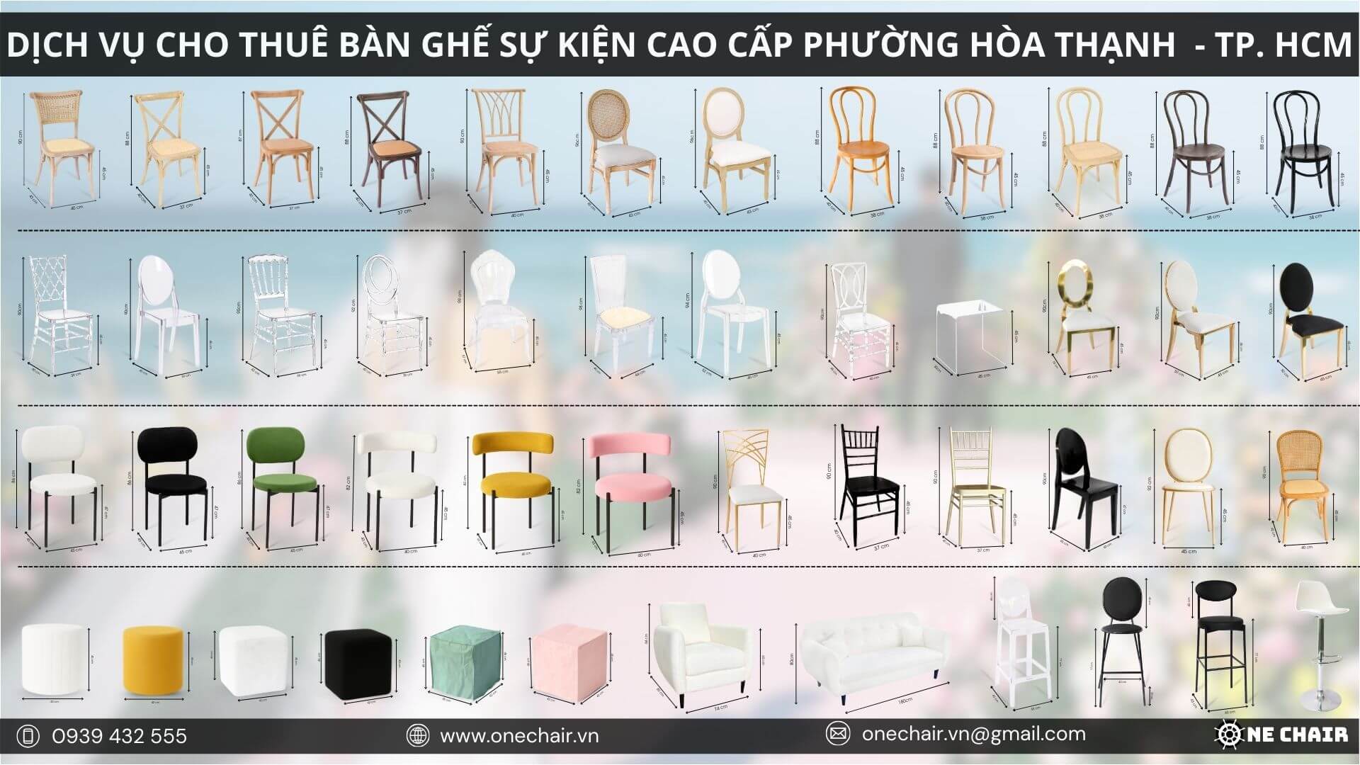 Hình 6: Bộ sưu tập nội thất sự kiện đa dạng, đáp ứng mọi concept tại Thành Phố Hồ Chí Minh.