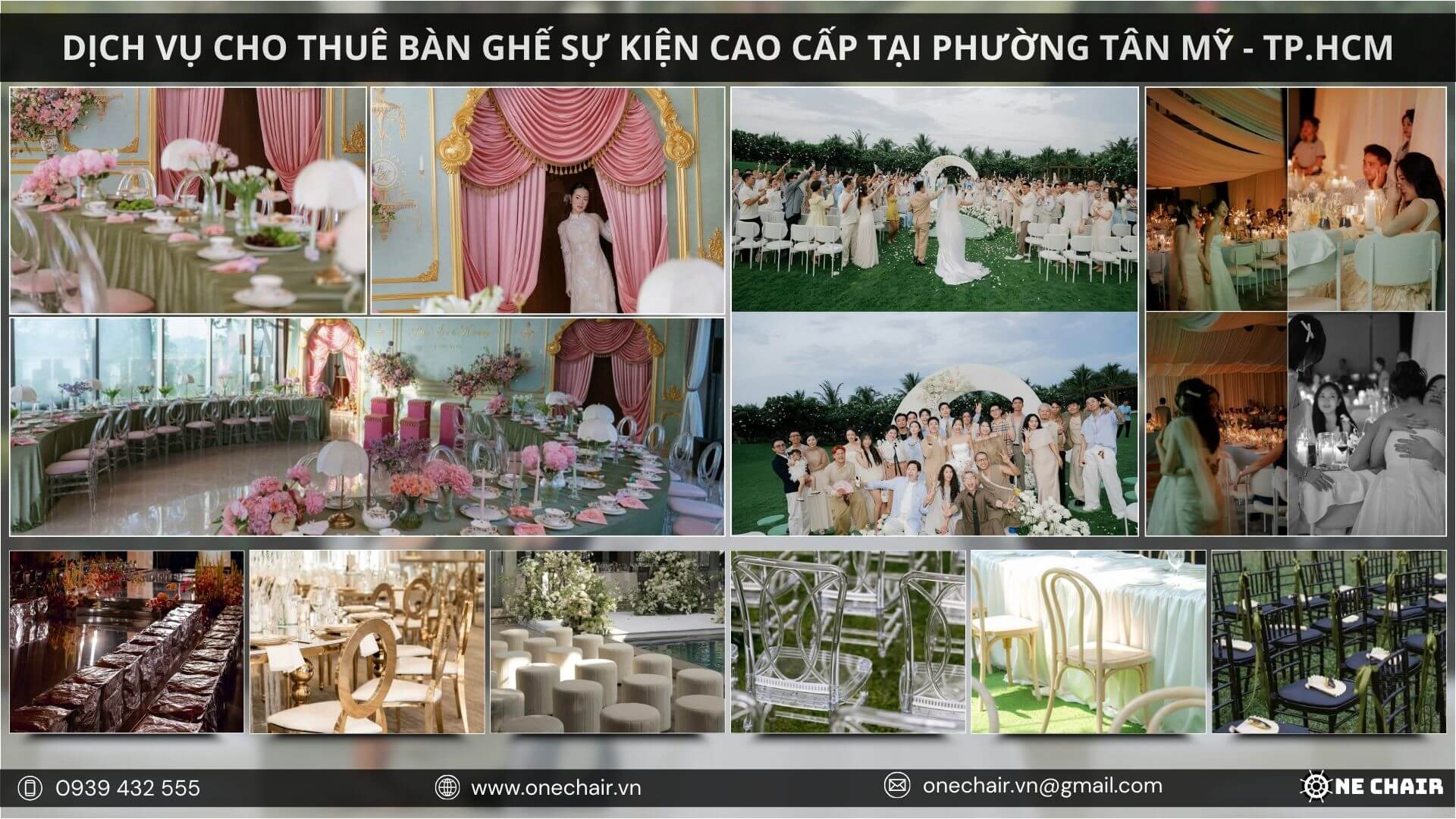 Dịch vụ cho thuê bàn ghế sự kiện cao cấp ONE CHAIR, đơn vị cung cấp giải pháp nội thất sự kiện toàn diện tại Phường Tân Mỹ