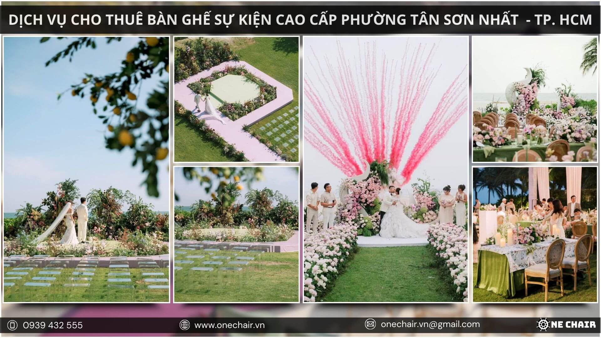 Hình 10: Bàn ghế đám cưới được trang trí lãng mạn, sang trọng tại một tiệc cưới ở TP.Hồ Chí Minh.