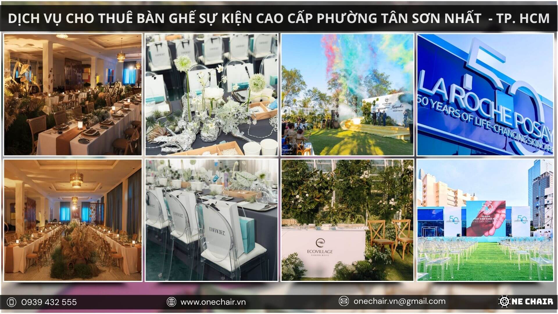 Hình 8: Không gian lễ khai trương sang trọng với bàn ghế hiện đại tại TP.Hồ Chí Minh.