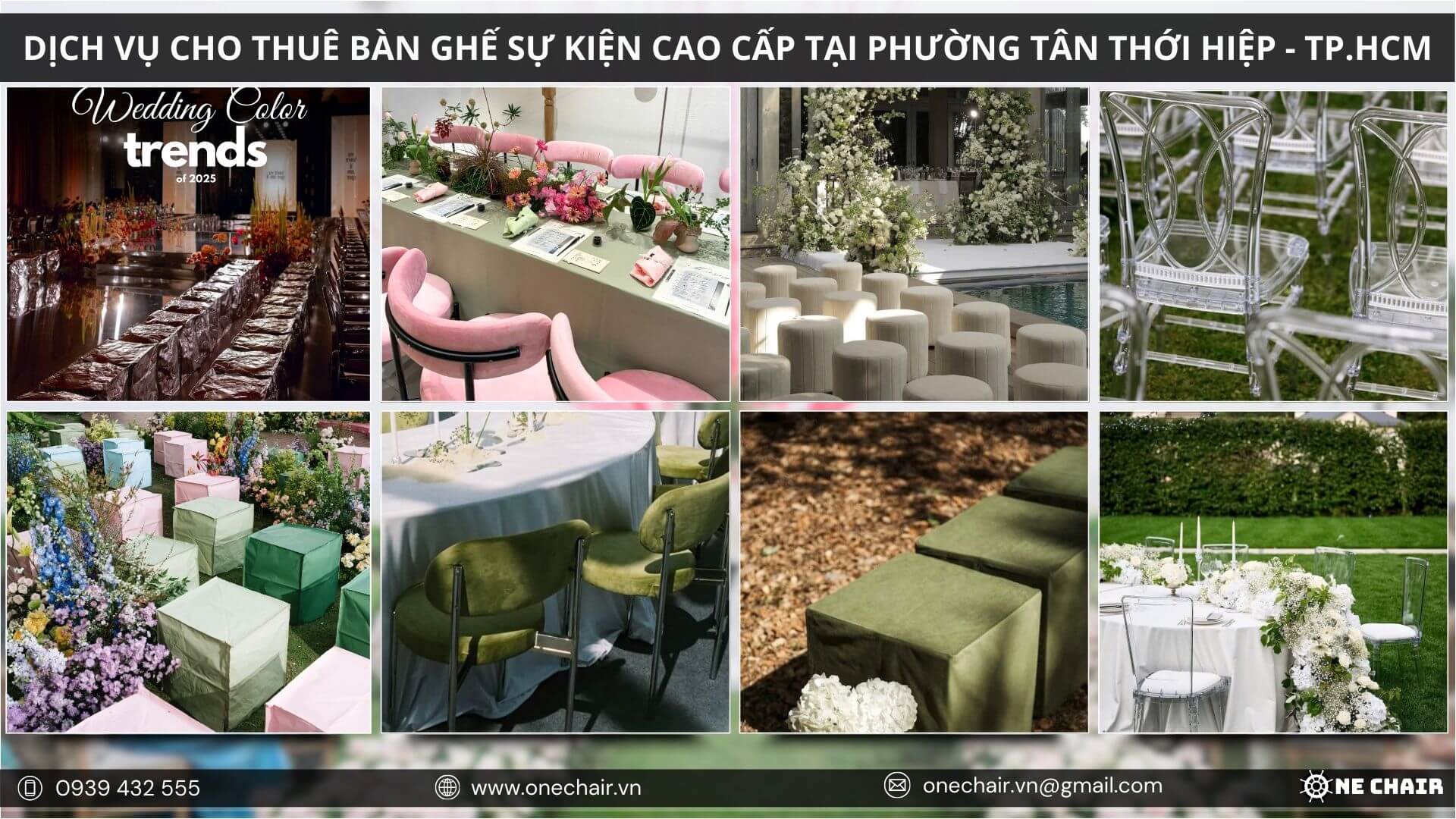 Ghế sự kiện được cá nhân hóa về màu sắc và chất liệu.