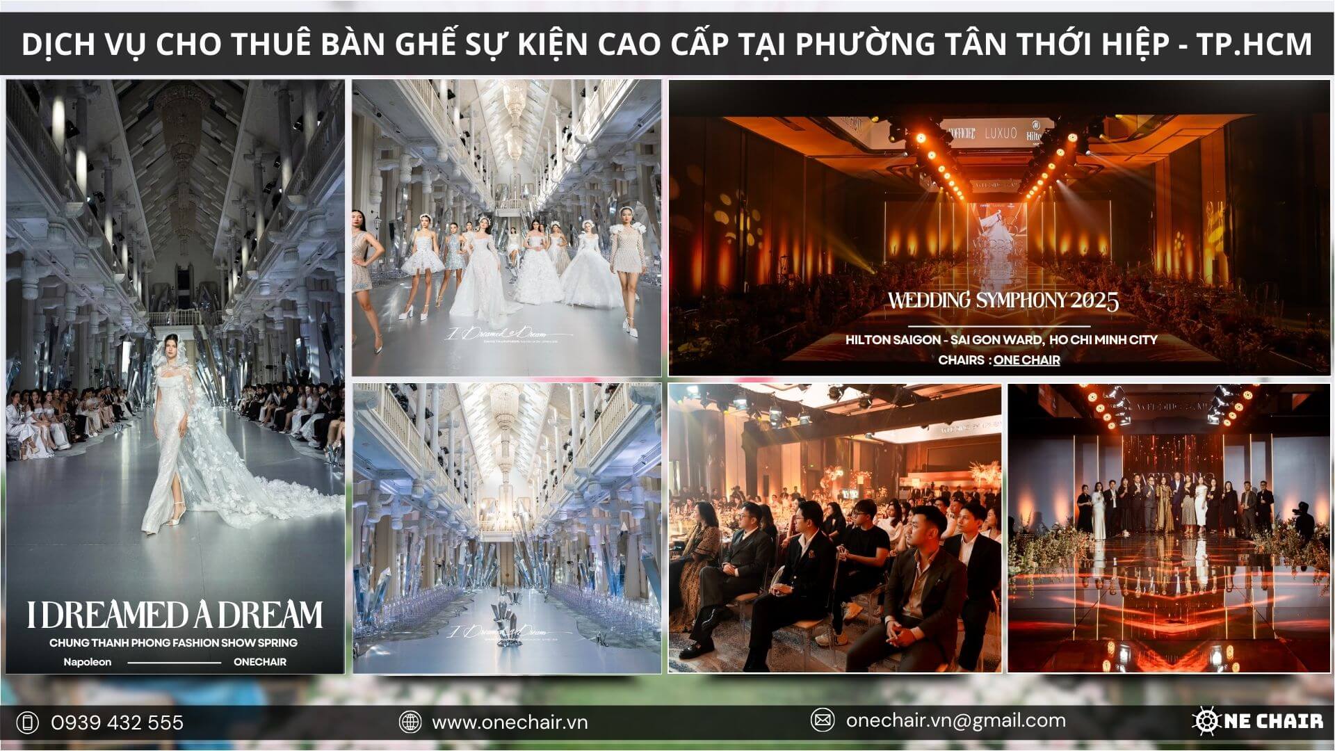 Tiệc cưới sang trọng với bàn ghế trang nhã tại một địa điểm ở TP.HCM.