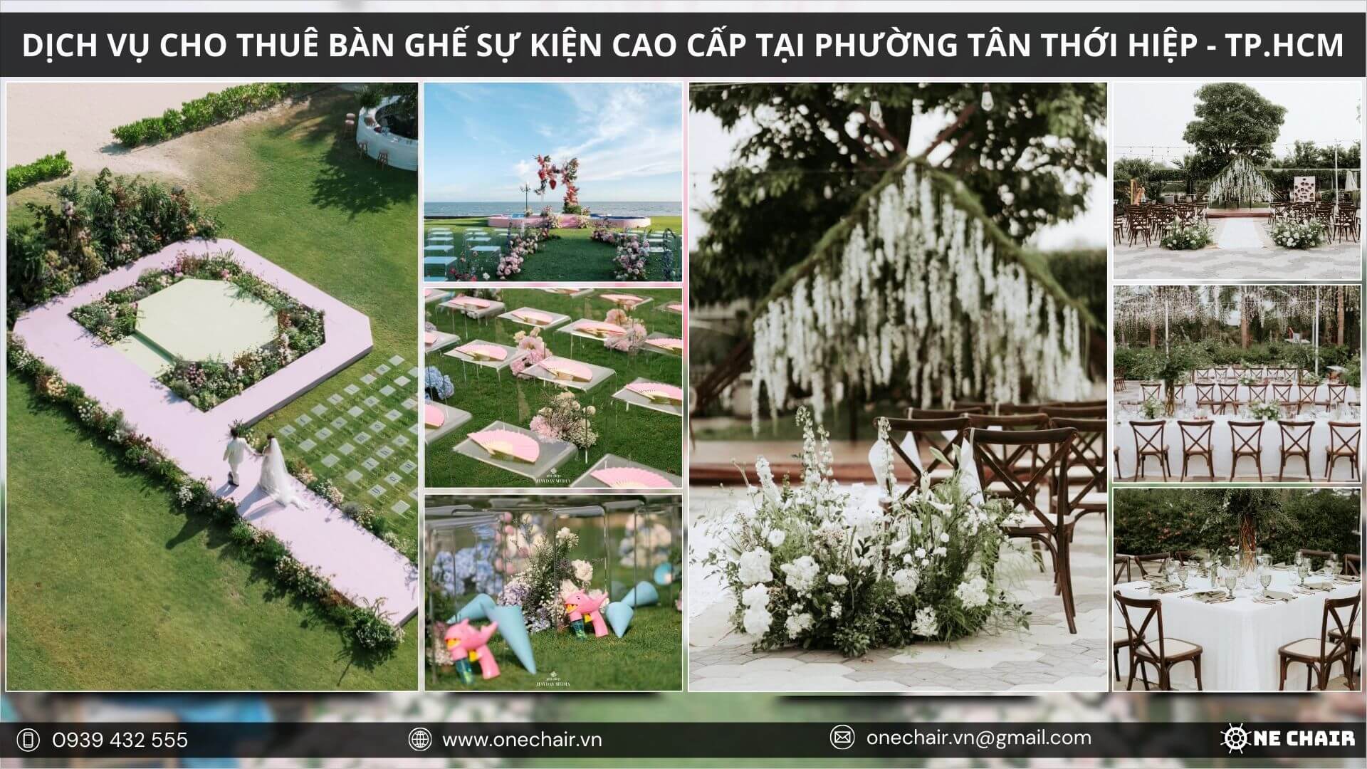 Các mẫu bàn ghế sự kiện được trưng bày đồng bộ và chuyên nghiệp
