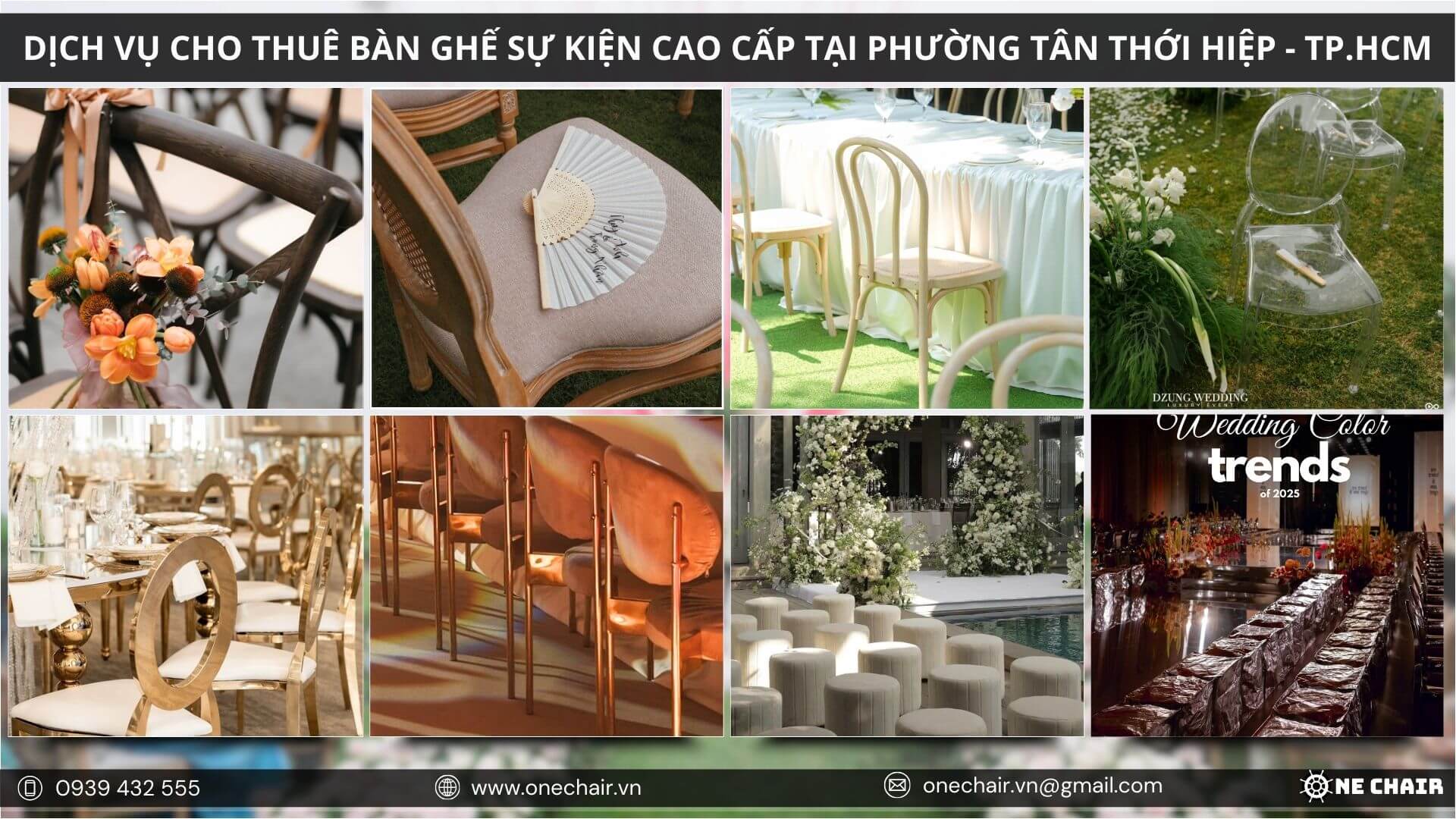 Bộ sưu tập nội thất sự kiện đa dạng.