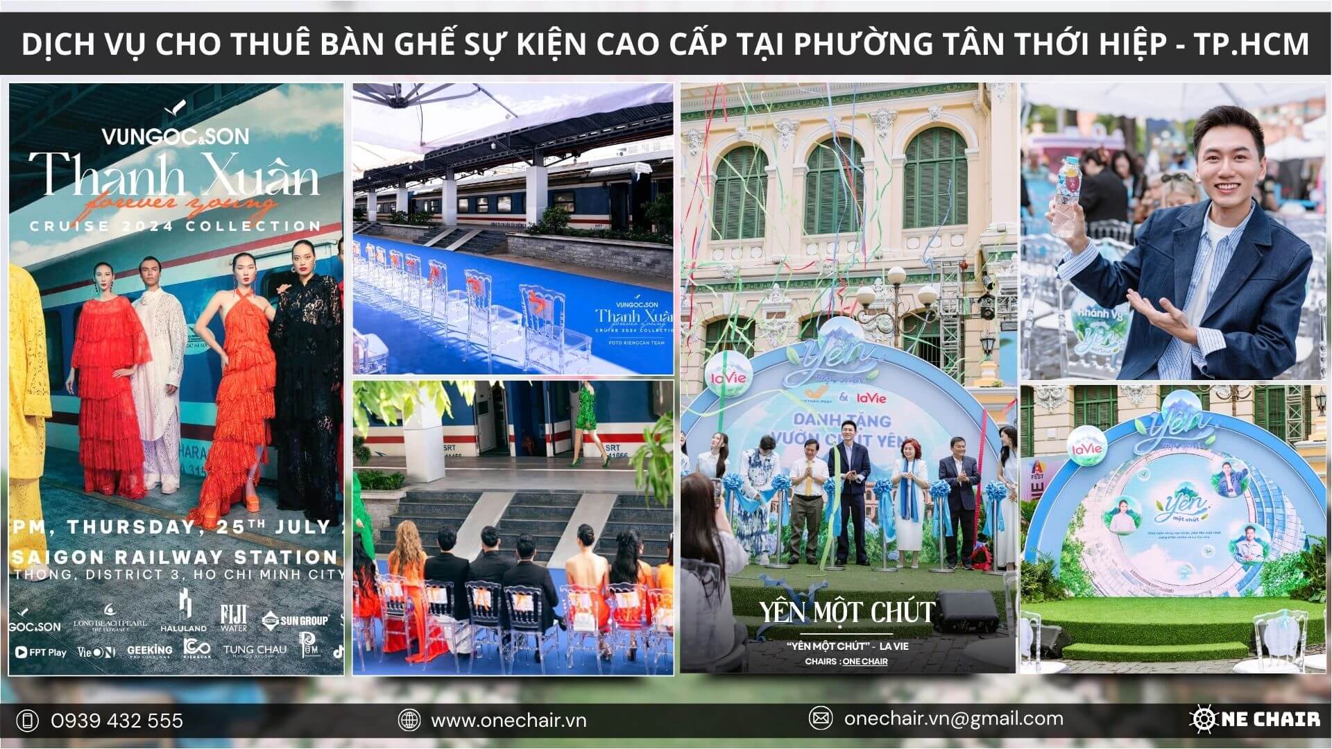Không gian sự kiện trẻ trung với ghế hiện đại.