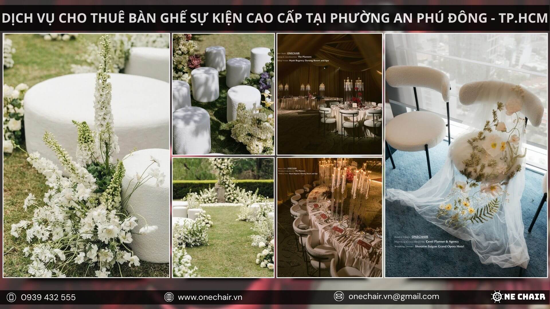 Bàn ghế sự kiện theo phong cách đương đại.