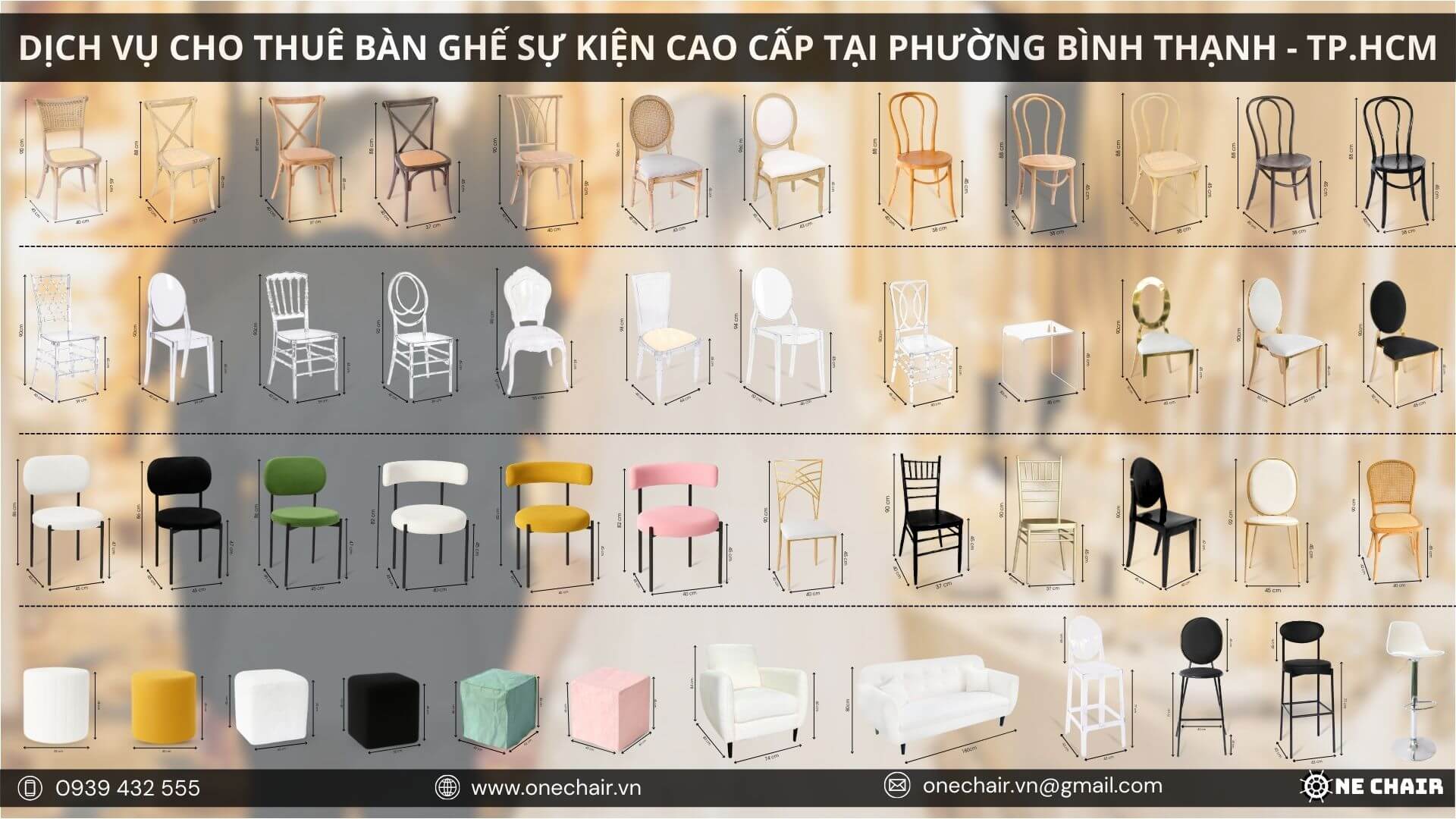 Hình 10: Bộ sưu tập nội thất sự kiện dẫn đầu xu hướng của One Chair.