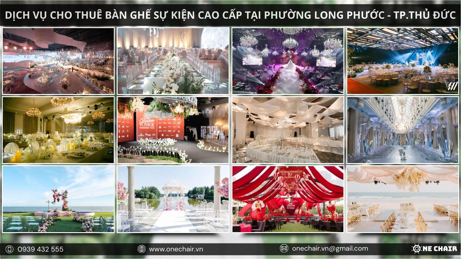 Hình 9: Bàn ghế sự kiện đa dạng phong cách phục vụ mọi concept tại phường Long Phước, TP. Hồ Chí Minh.