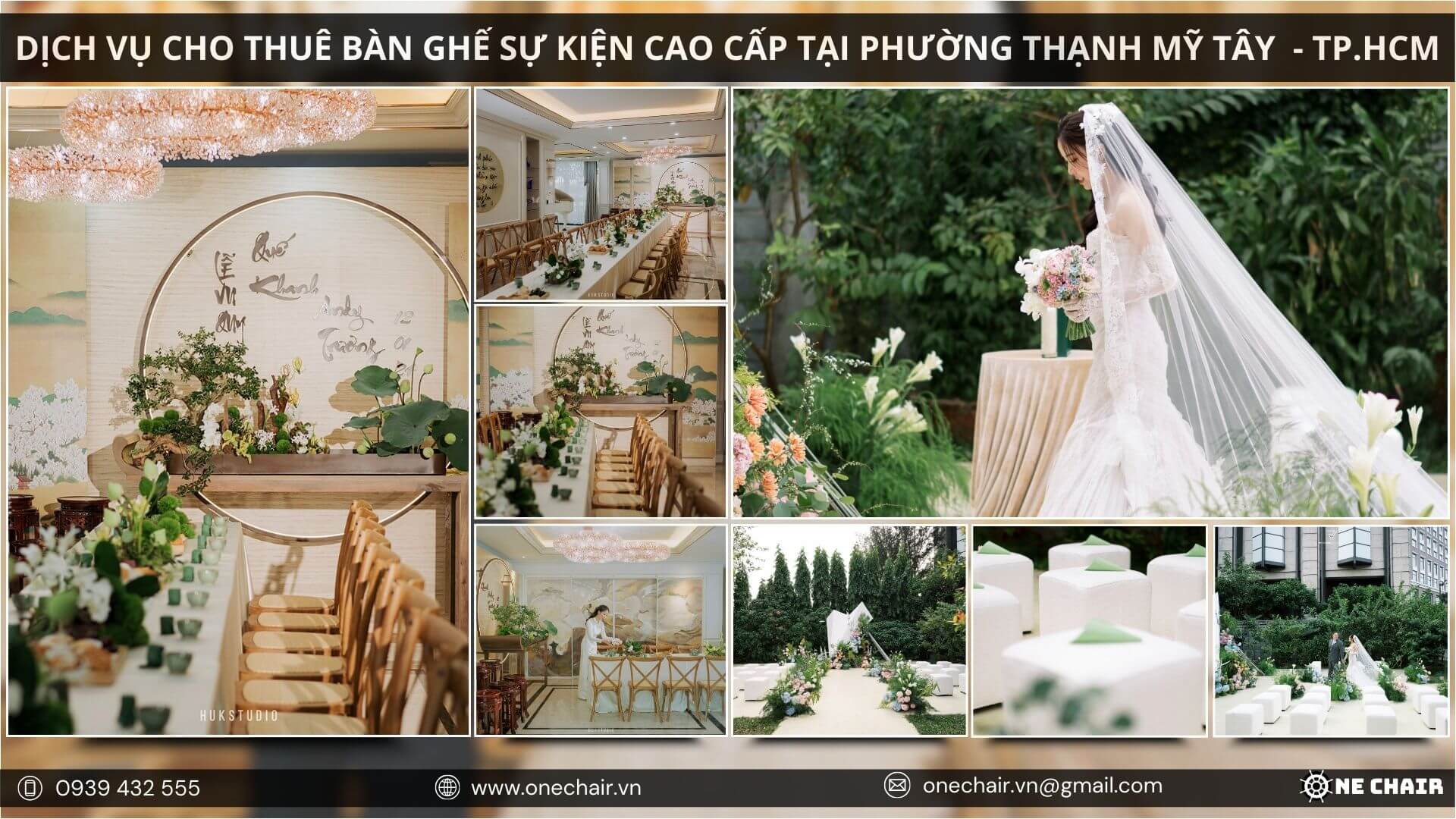 Hình 2: Không gian sự kiện được kiến tạo tinh tế với bàn ghế cao cấp tại Thành phố Hồ Chí Minh.