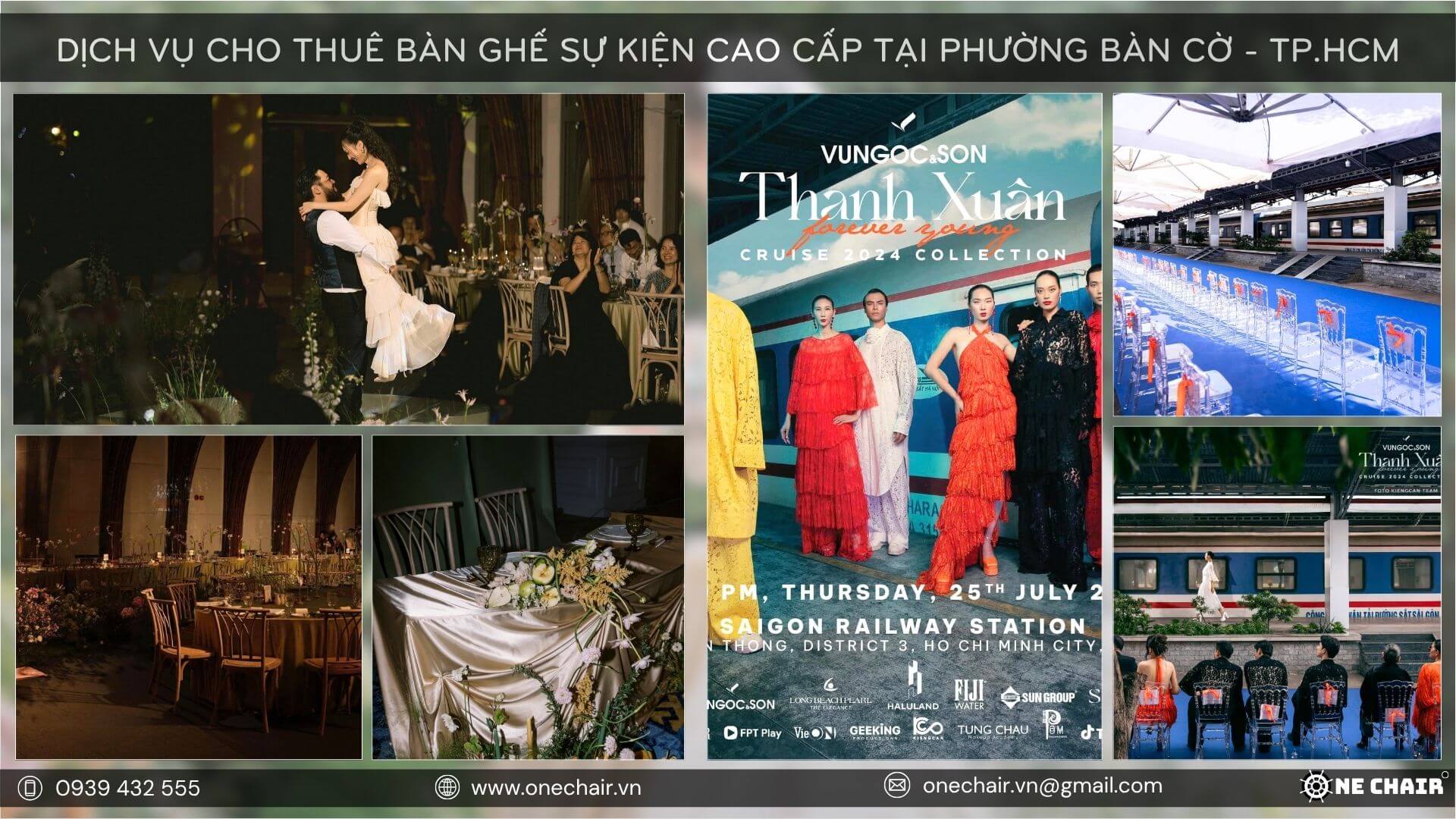 Bàn ghế sự kiện cao cấp phối hợp tinh tế tại phường Bàn Cờ