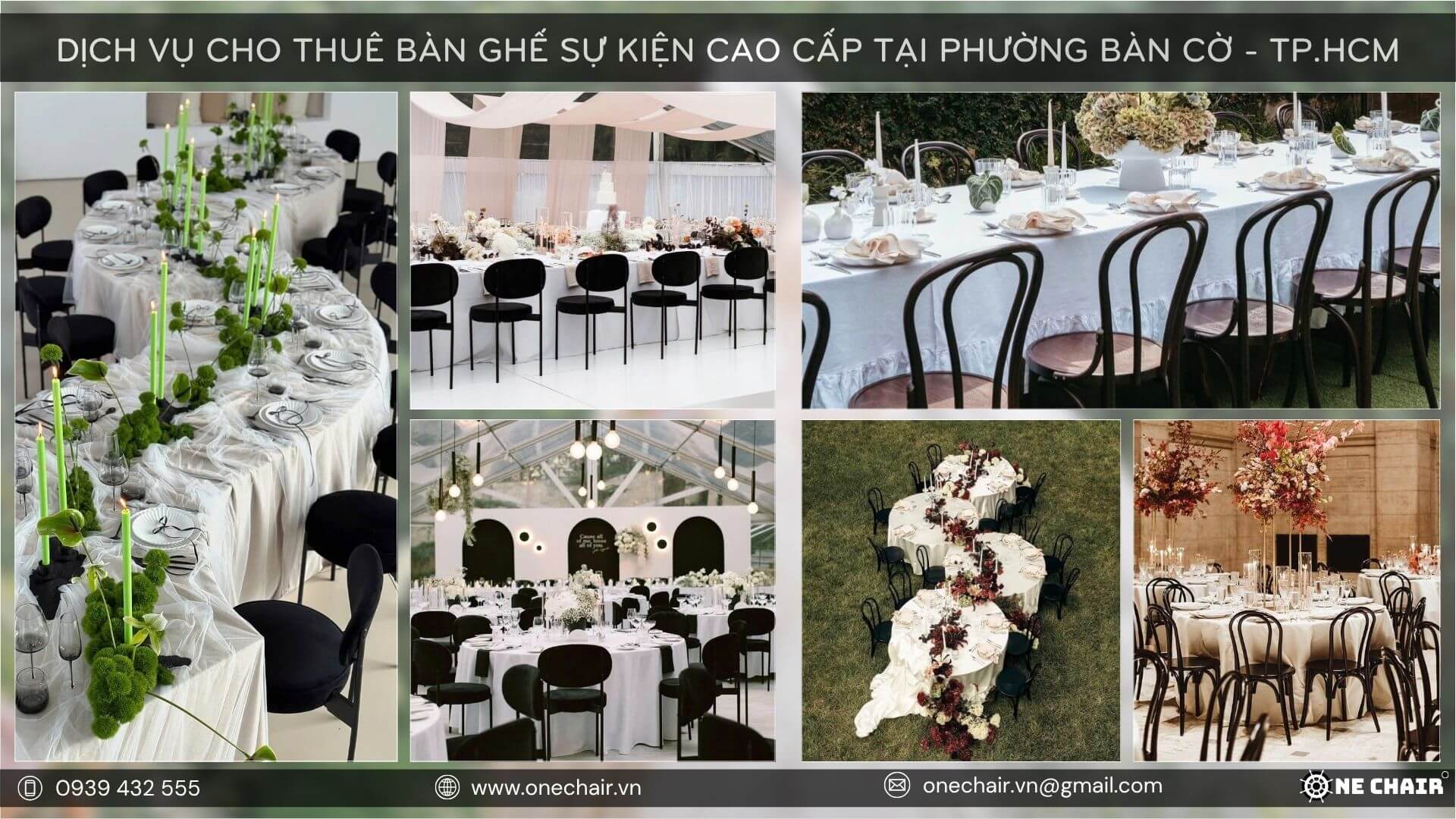 Phối màu bàn ghế hài hòa cho sự kiện tại phường Bàn Cờ