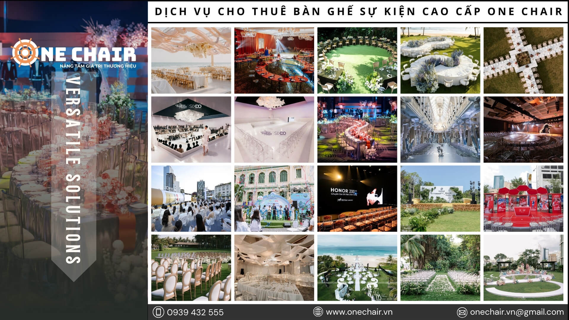 Hình 2: Dịch vụ cho thuê bàn ghế sự kiện cao cấp One Chair tại Đà Nẵng