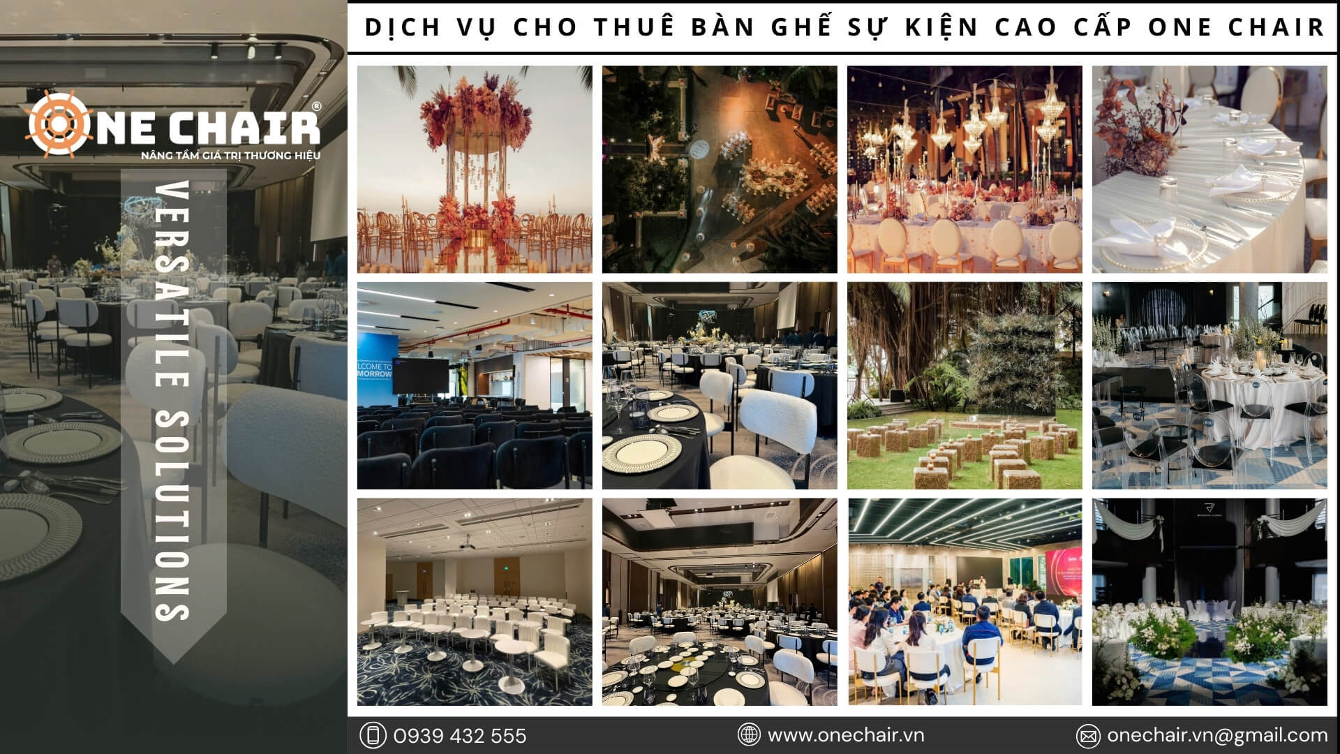 Hình 2: Dịch vụ cho thuê bàn ghế sự kiện cao cấp One Chair tại Khánh Hòa