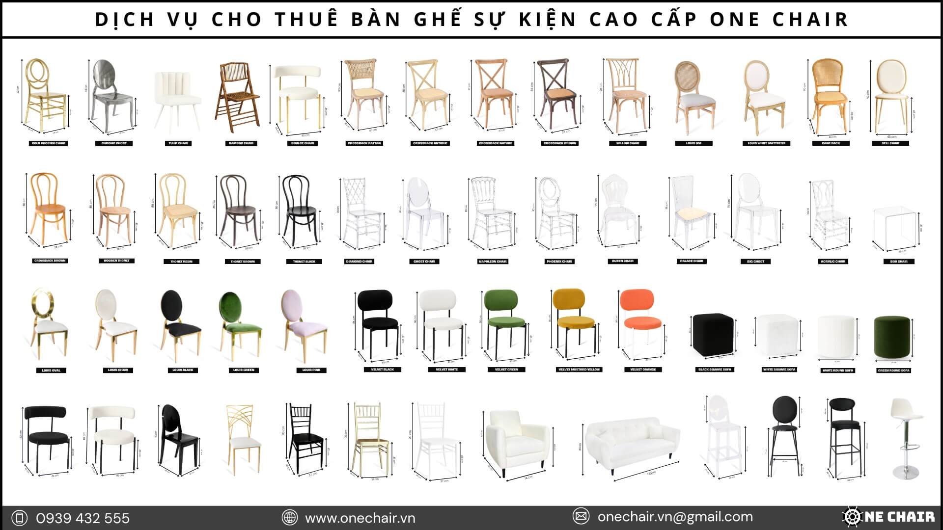 Hình 6: Bộ sưu tập bàn ghế sự kiện cao cấp One Chair tại Khánh Hòa