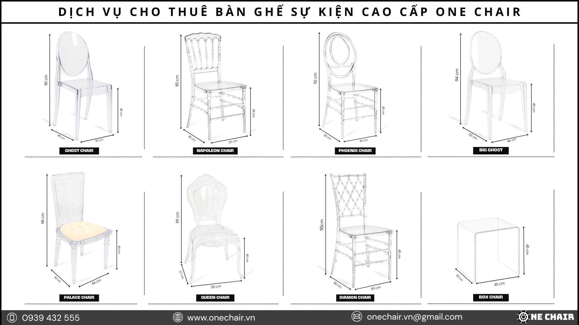 Hình 8: BST ghế trong suốt cho sự kiện hiện đại tại Khánh Hòa