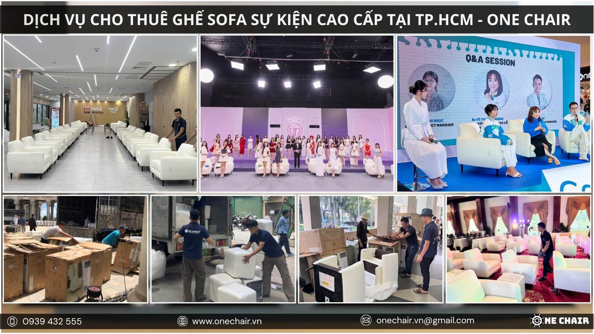 Hình 9: Đội ngũ setup sofa sự kiện chuyên nghiệp ONE CHAIR hỗ trợ onsite 24/7 tại TP.HCM