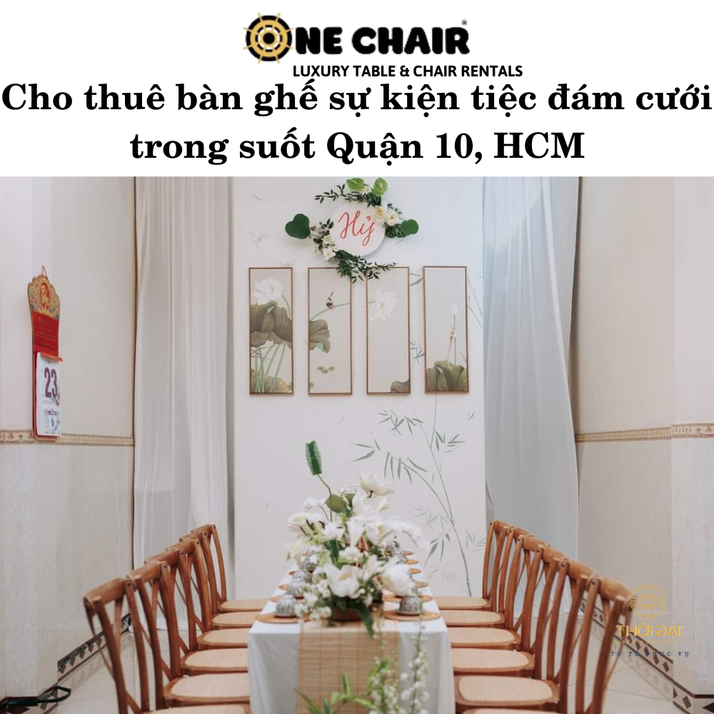 Hình 4: Cho thuê bàn ghế đám cưới gỗ crossback giá rẻ Quận 10, HCM.