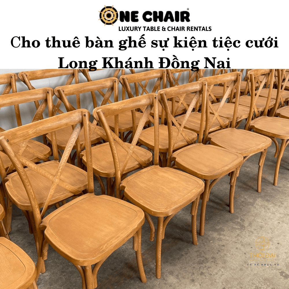 Hình 8: Cho thuê bàn ghế sự kiện tiệc cưới gỗ giá rẻ Long Khánh Đồng Nai.