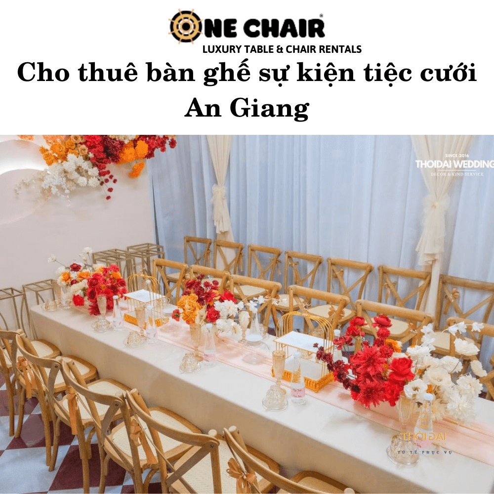 Hình 7: Cho thuê bàn ghế gỗ cho sự kiện tiệc cưới An Giang.